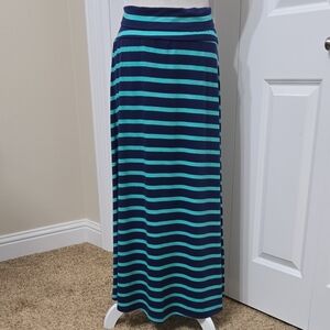 Mossimo Striped Navy and Teal Maxi Skirt/Strapless Dress Sz M New Without Tags.